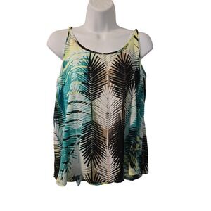 APT‎ 9 ESSENTIALS Palm Leaf Print Spaghetti Strap Tank Top W Size Large /0147